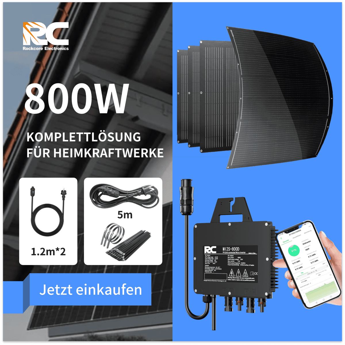 RC 800W Flexible Balcony Solar System