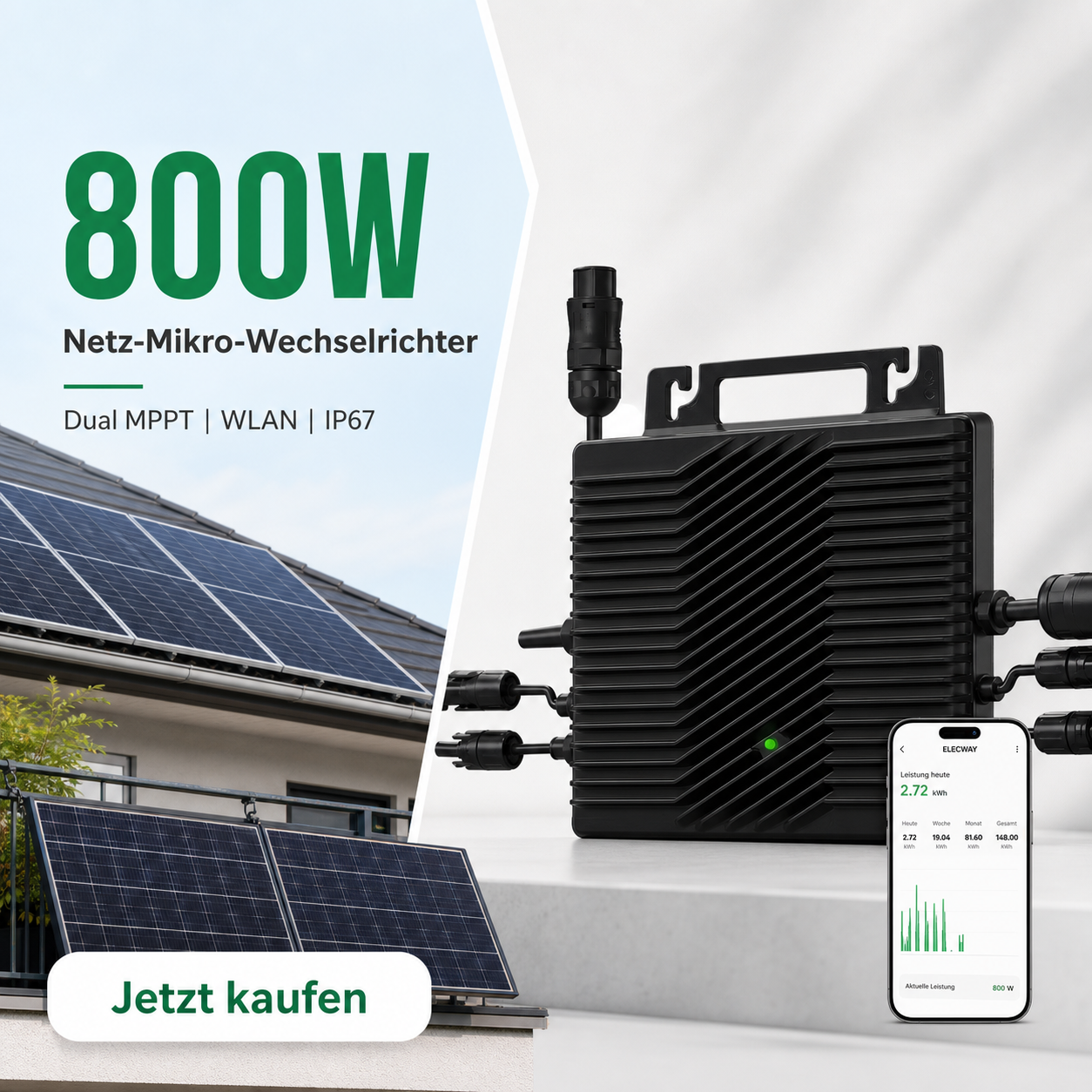 ELECWAY 800W Netz-Mikro-Wechselrichter VN2T08